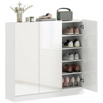 Batų spintelė su 10 lentynų 25–30 porų batams, ventiliacijos angos, švelniai užsidarančios durys, mediena, balta 106.4 x 34 x 108.5 cm balta