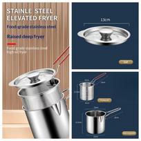 Deep Frying Pot Kitchen Fryer With Strainer Stainless Steel Tempura Fryer Pan Fry Pot Chicken Fried Chicken Cooking Tools B white