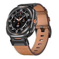 Mecha Leather+metal Band for Samsung Galaxy Watch Ultra 2025 47mm Stainless Steel Replacement Bracelet Galaxy Watch Ultra Correa Watch Ultra 2024/2025 ruda