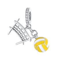 Charm Bead Components Plata Volleyball Sports Copper Metal Plated Designed For Charm Bead Components Copper Metal Plated Authentic Original Bracelet gray