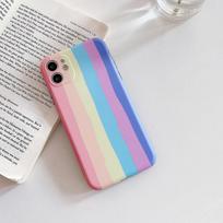 Rainbow Phone Case For iPhone 12 13 14 Pro 12 Mini 11 11 Pro Max XR XS Max 7 8 Plus X SE 2020 Gradient Color Silicone Back Cover iPhone 14 pink