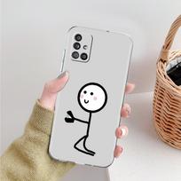 Case For Samsung A15 A13 A35 A55 A51 A71 A41 A31 A21S A05 A17 A23 A25 A33 A53 A73 5G A07 4G Cover Cute Matchstick Men Couple For Samsung A07 4G gray