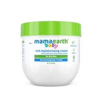 Mamaearth Kūdikio turtingai drėkinantis kremas su migdolų aliejumi ir taukmedžio sviestu sausai odai | Veidui ir kūnui | 24 valandų drėkinimas | Maitina ir minkština green