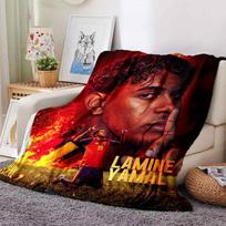 Lamine Yamals Ugnies Akimirka spausdinta flanelinė kvėpuojanti ir šilta antklodė, stilinga namų dovana, tinkama naudoti namuose, biure ir kaip lovatiesė. 0710a8 75cmx90cm red