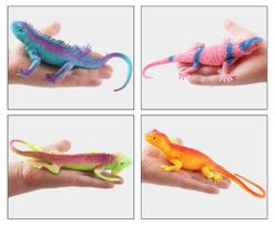 Suspaudžiamas minkštos gumos miško driežas chameleonas modelis roplys vaikų žaislas dekoracija realistiškas minkštas žaislas su garsu 4 Pack 265g