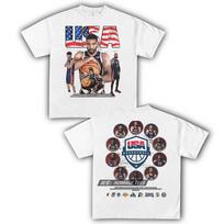 American Basketball NBA American Retro Do Old Figure Print Heavy Men's Women's Cotton Loose Short Sleeve Commemorative T-shirt S gray