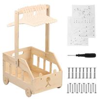 Wood Baby Shower Crate Closet with Wheels and Handle Versatile Baby Shower Gifts Basket DIY Baby Shower Basket for New Born Baby beige