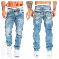 Mada Hip Hop Mėlyni Tiesūs Džinsai Vyrams Baggy Kelnės Retro Gatvės Drabužiai Skalbimas Vyriški Laisvi Plačiakojai Džinsiniai Kelnės S šviesiai mėlyna spalva