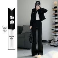 Women's High Waist Slim Fit Black Flare Pants - Spring/Summer 2026 Micro Bell Bottoms for Petite Figures XL (Recommended 120-130 lbs)