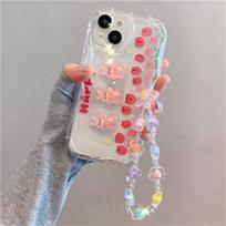 3D animacinių filmų gėlėmis telefono grandinėlė, skaidrus minkštas dėklas, skirtas Samsung Galaxy A54 A55 A24 A15 A25 S24 Ultra A33 A53 A34 A14 A13 A32 Samsung S24 Plus