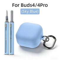 Case for Samsung Galaxy Buds 4 / Buds 4 Pro, silicone case, with cleaning kit and carabiner mėlyna
