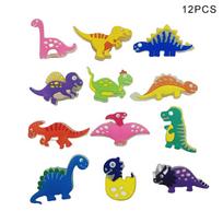 12vnt. Šviečiantys dinozaurų batų pakabukai PVC Naujoviška dekoracija Batams Mergaitėms Berniukams Kalėdinės Šventės Dovanos Batų Aksesuarai yellow