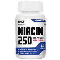 NutriJa Niacinas 250 vitaminas B3 (Nikotino rūgštis) su Flush | Kraujagyslių išsiplėtimui ir ląstelių energijai didinti - 60 kapsulių