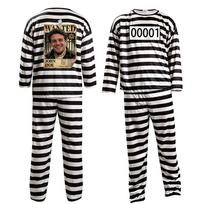 Unisex Halloween Prisoner Costume with for Adult Party Costume 4XL gray