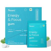 Neuro energijos ir dėmesio kramtomoji guma - Pipirmėčių skonio | Greitas energijos antplūdis ir pagerinta koncentracija | Natūralus kofeinas + 60 mg L-teanino + B6 ir B12 vitaminai | Be pridėto S