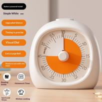 Plastic Silent Visual Timer 60 Minute Portable Countdown Clock Focus Aid for Kids Study Travel Work Time Tracker A1 white