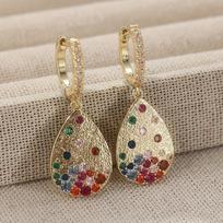 New  Classic Waterdrop Shape Drop Earrings Synthetic Multi-color CZ Party Jewelry Gift for Women gray