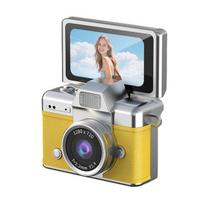 Nykščio dydžio atlenkiamas ekranas Mini kamera Mažas retro raktų pakabukas Skaitmeninis fotoaparatas su 1,47 colio LCD ekranu Vintage mikro kišeninė kamera koncertui, studijoms, įrašymui geltona