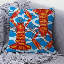 Sardine Lobster Ocean Animal Pillow Cover Sofa Cushion Cover Home Room Decoration Children Gift 30cmx30cm red