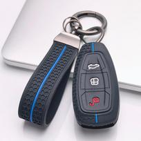 Silicone Key Cover keychain for Ford 3 Button Smart Key, Fits Ford Focus Mondeo Kuga Escape Galaxy C-Max S-Max, Shockproof Key Fob Holder juoda