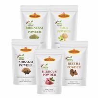 Khadi 100% Herbal Pure Amla Reetha Shikakai, Bhringraj and Hibiscus for Hair |Hibiscus Powder/gudhal powder/gudhal fool powder (Pack of 5,50g each, white