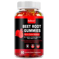 Burokėlių gumyės 1000 mg, Azoto oksido stiprintuvas, 60 vnt., Veganinis, be GMO, be glitimo, maisto papildas 60 Gummies