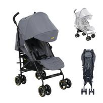 Jovikids Stroller, Small Foldable Buggy with Reclining Function, Foldable Travel Buggy up to 22kg Incl. Sun Canopy, Rain Cover and Cup Holder (Grey) 51 x 81 x 104.5 cm pilka