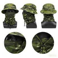 Taktinis kamufliažinis boonie skrybėlės ir kaklo movos rinkinys, Multicam apsauga nuo saulės medžioklei, žygiams ir veiklai lauke 60 black