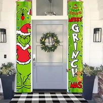 1 rinkinys Grinčo Kalėdų dekoracijų Grinčo verandos ženklas Durų reklaminis skydas Linksmos Grinčmas gray