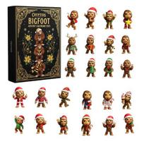 Yousheng Christmas Savage Advent Calendar Cartoon Wild Man Figurine Xmas Countdown Calendar Home Office Desktop Ornament A