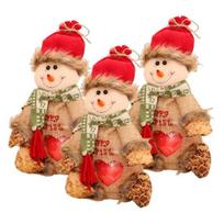 3Pcs Christmas Gift Bags Snowman Santa Elk Patterns Decorative Candy Bags Reusable Holiday Party Favor Pouches 3pcs A beige