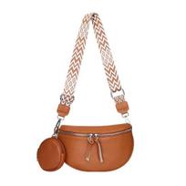Krepšys per petį moterims Odinis peties krepšys Crossbody piniginė su reguliuojamu peties dirželiu Krūtinės diržas Juosmens krepšys kelionėms kasdieniams reikalams ruda