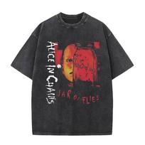 Vyriški Retro Oversized Marškinėliai Riboto Leidimo Roko Grupė Alice In Chains Išplauti Vintažiniai Marškinėliai Moteriški Punk Pop Medvilniniai Marškinėliai S juoda
