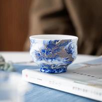 White Porcelain Gaiwan Blanc de Chine Dragon Relief Kung Fu Tea Set Ceramic Tea Bowl Gongfu Tea Ceremony Tableware Home Decor 165ml white