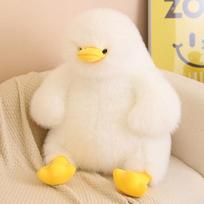 Dun Duck Plush Doll Large Grab Machine Exchange Doll Cute Squat Duck Plush Toy 45cm balta