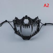 Kaukolės Kaukė Vakarėliui Ilgais Dantimis Demono Skeleto Pusės Veido Kaukė Vilko Drakono Tigro Houjuu Nue Kaukė Cosplay Helovino Kostiumo Rekvizitai A2 black