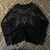 Madingas vyriškas rudens individualizuotas kaukės raidžių spaudos mikro elastingas patogus ilgomis rankovėmis marškinėliai lauko gatvės stiliaus viršus 2XL black
