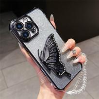 Redmi Note 14 Pro 5G Shockproof Glitter Butterfly Holder Stand Case For Xiaomi Redmi Note 14S 13 14 Pro Plus Crystal Chain Cover Redmi Note 14Pro 4G juoda