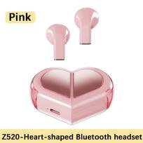 Rožinės širdelės belaidės ausinės mergaitėms Mielos mažos ausinės Hifi stereo garsas „Bluetooth“ ausinės Jutiklinis valdymas Žaidimų ausinės rožinė