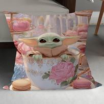 Baby Y-Yoda Pillowcase Toon Gift Cushion Cover Bedroom Home Sofa Chair Seat Decor Pillow Case 12x12Inch gray
