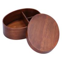 Oval Shape Bento Box Wooden Sushi Lunch Box Food Storage Container for Adult Student Worker black