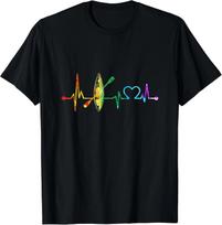 Kayaking Tee My Heartbeat Is A Kayak Vintage Gift Unisex T-Shirt M black