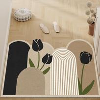 Household Cream Wind Home Floor Mat Cutting Silk Ring Mat Door Living Room Household Foot Mat Non-Slip Carpet Thickened 40*60cm beige