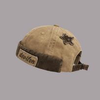 Vintage Washed Color Docker Cap without Visor Star Splicing Brimless Caps for Men Letter Adjustable Hiphop Bob Beanies Hat Male One Size brown