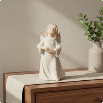 Keramikinė angelo figūrėlė Žavingas sparnuotas angelėlis Dovana Mergaitėms, Lentynos Eksponatas Hw028 Hw-024 beige