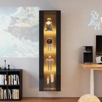 40 x 29 x 170 cm, Multifunctional Display Cabinet, Glass Shelves, LED Color-Changing, APP Control, Acrylic Panel, Wall-Mountable, Minimalist, Black. 40 x 29 x 170 cm juoda
