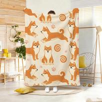 Artwork S-Shiba Inu Daily Throw Lightweight 240g Flannel Blanket Soft Skin-friendly for Summer Cooling Size: 100*150cm, Weight: 280 GSM brown