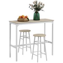 3 dalių baro stalo rinkinys su 2 kėdėmis, pramoninio stiliaus baro stalas ir kėdės, valgomojo stalas ir kėdės, ąžuolas 105 x 40 x 90 cm