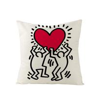 Keith Haring Polyester Pillowcase Cartoon Hand-painted Love Pillowcase Homewares 45 * 45Cm (excluding pillow core) white
