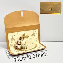 3D Cake Pop-up Musical Birthday Card with Red Envelope for Friends and Girlfriends beige